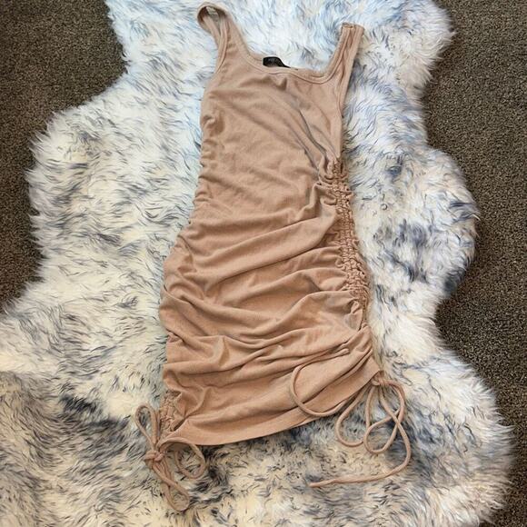 Ruched Bodycon Mini Dress Sleeveless Drawstring Tank Dress | Sz S - Picture 4 of 8